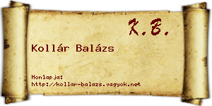 Kollár Balázs névjegykártya
