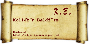 Kollár Balázs névjegykártya